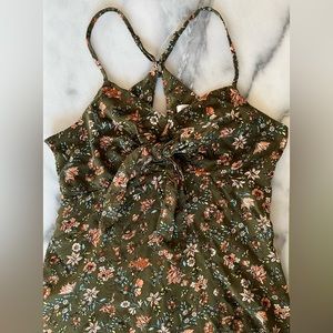 Xhilaration Green Floral Halter Dress